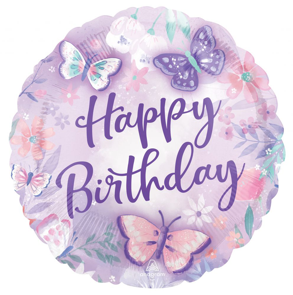 18” Flutters Happy Birthday Balloon