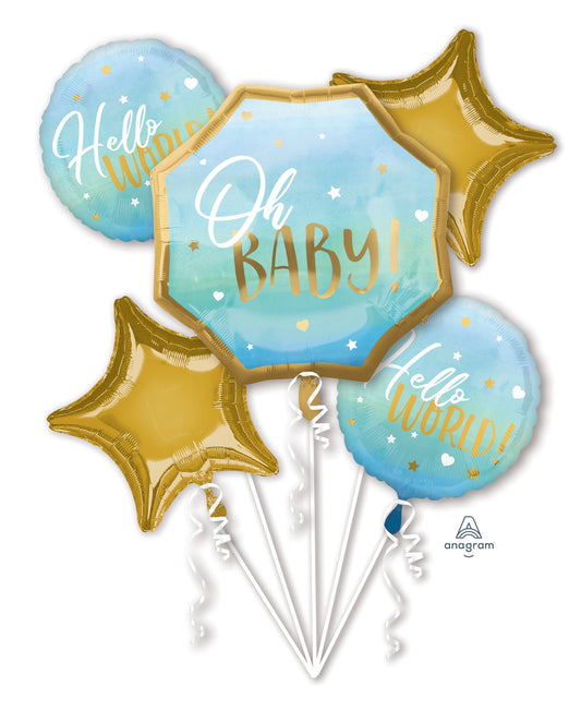 Helium Filled Oh Baby Boy Bouquet