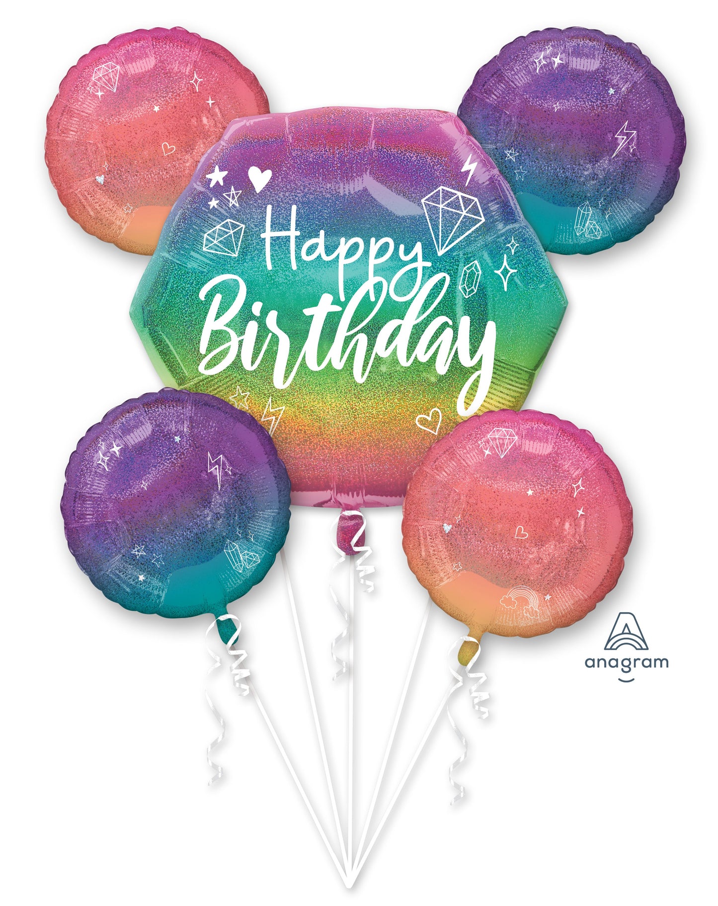 Helium Filled Sparkle Birthday Balloon Bouquet