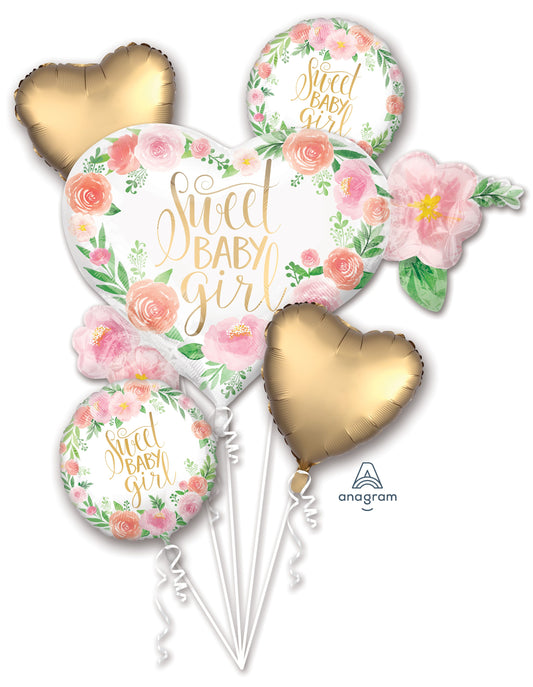 Helium Filled Floral Baby Girl Bouquet